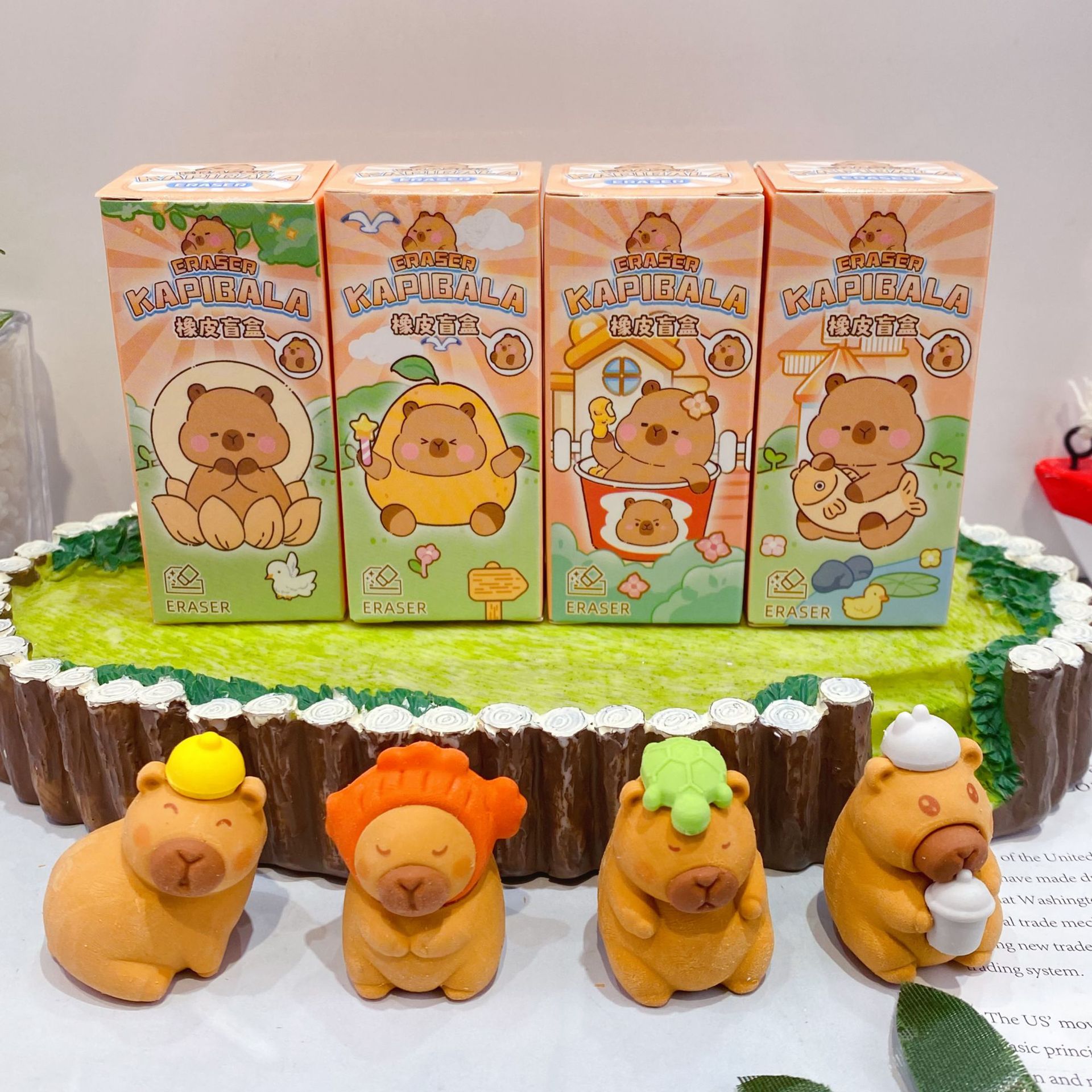 可爱卡皮巴拉橡皮擦盲盒创意卡通小学生专用橡皮文具儿童奖励礼品 - 图1