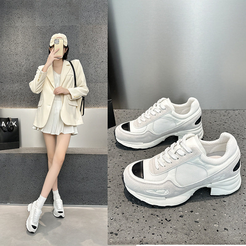 2026新款小香风厚底休闲运动板鞋百搭小白鞋女时尚系带黑白鞋,淘宝优惠券,粉丝福利购,淘宝优惠卷