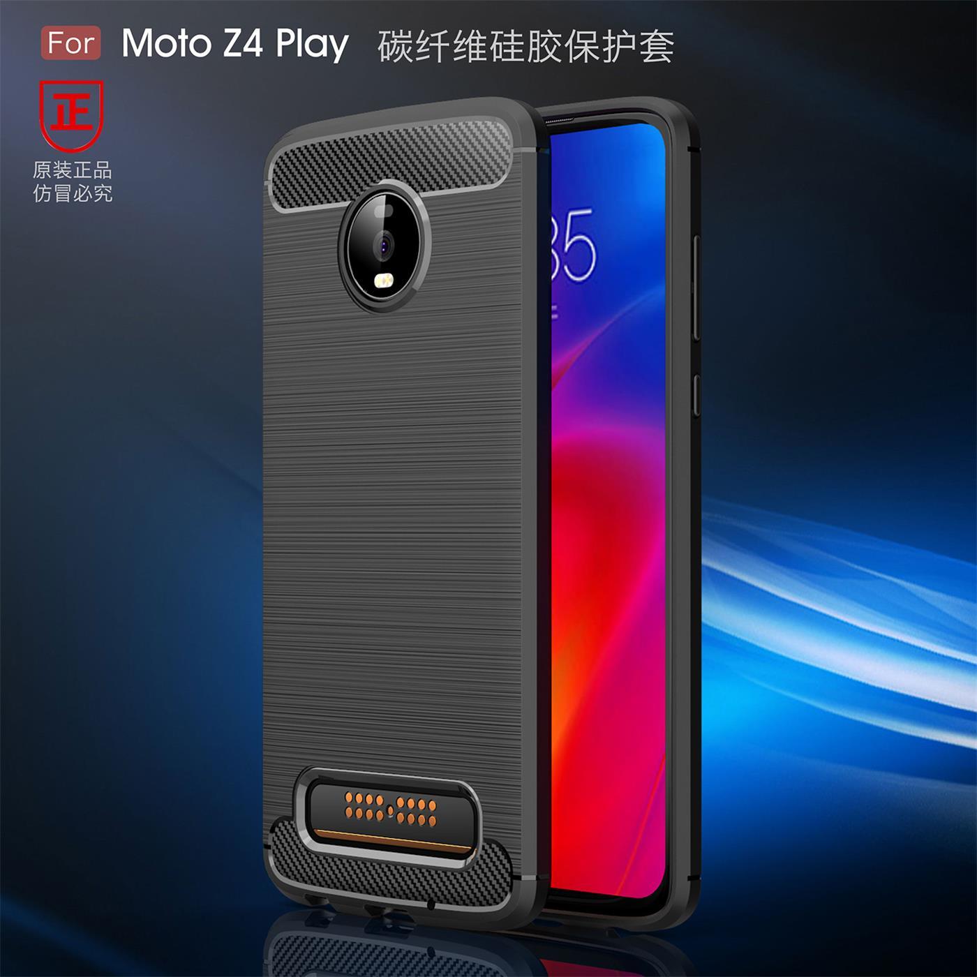 MOTOZ4Play手机壳碳纤维摩托罗拉Z4play硅胶保护套moto全包边透气 - 图0