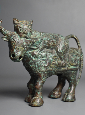 仿古青铜器牛背虎生肖摆件礼品