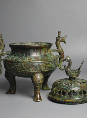 仿古青铜器立鸟熏炉凤鸟香炉鼎