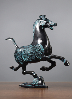 仿古青铜器花纹马踏飞燕铜马摆件装饰办公室客厅开业乔迁工艺礼品