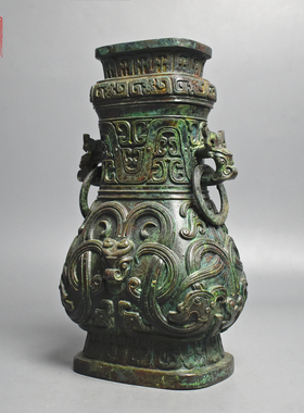 仿古青铜器颂壶青铜方壶摆件