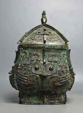 青铜器双凤鸟鸮纹方罍方彝纯铜