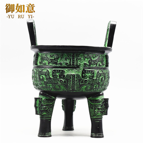 仿古青铜器克鼎圆鼎办公桌摆件开业客厅三足鼎中式家居装饰品香炉 - 图0