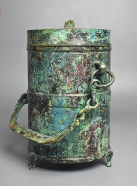 青铜器仿古链子提梁壶做旧铜壶