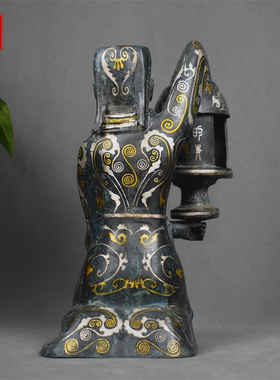 婚庆道具仿古错金银青铜器宫灯