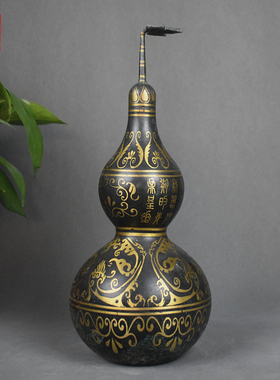 青铜器错金葫芦瓶摆件