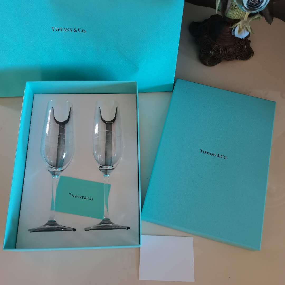 正品Tiffany & Co./蒂芙尼红酒杯子香槟杯高脚玻璃杯对杯结婚礼物