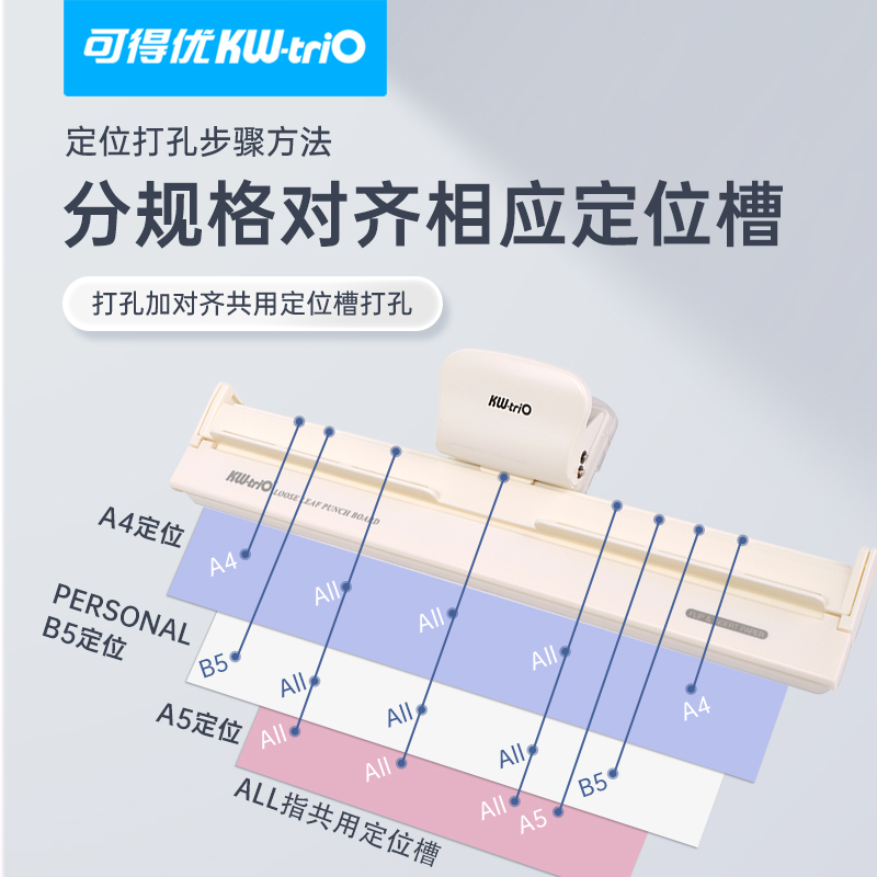 可得优打孔器辅助器六孔多孔活页定位面板装订活页本定位99h9打孔机定位打孔辅助99H7 - 图0