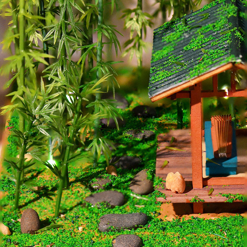文创中国风小屋竹里馆diy手工制作木亭子竹林场景模型书架摆件