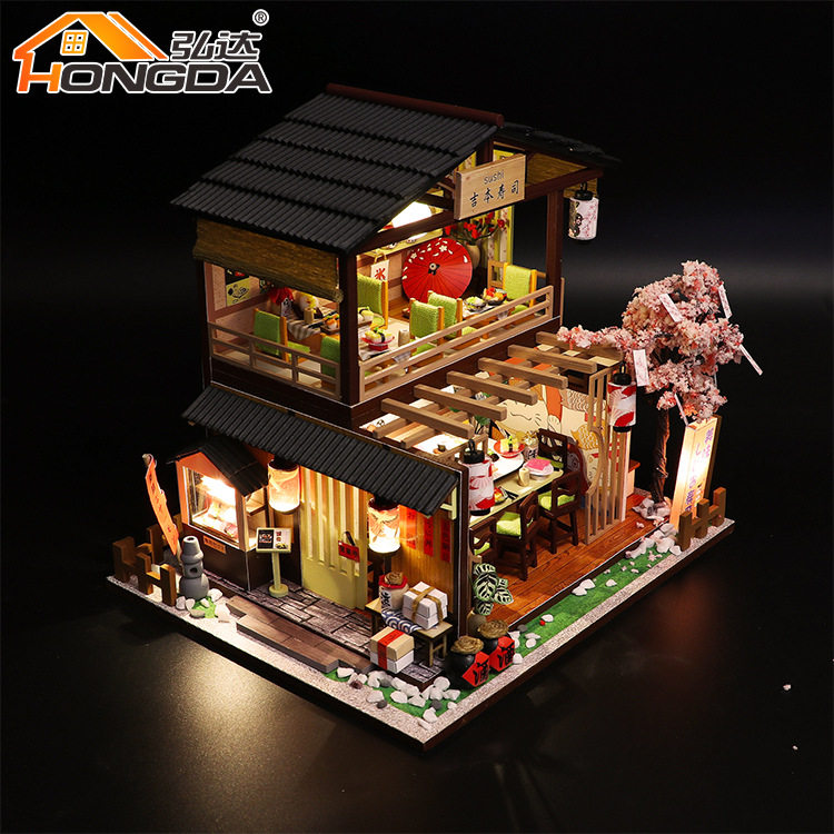 小房子diy手工日本日式寿司店微景观小屋模型手工制作实用送闺蜜