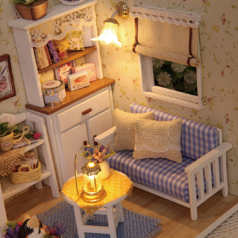 小猫日记diy小屋手工房子建筑模型生日圣诞礼物送女生家居场景 忆美时尚