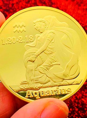 十二星座镀金水瓶座爱情把玩硬币