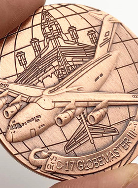 美国飞机战斗机镀红古铜纪念章 工艺礼品直升飞机vo-1硬币纪念币