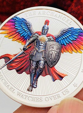 美国铠甲勇士大天使守护神镀金彩印纪念章 装饰礼物随手礼品硬币