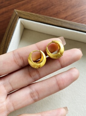 极简拉丝磨砂镶星耳钉小众设计感几何耳饰时尚气质高级感百搭耳环