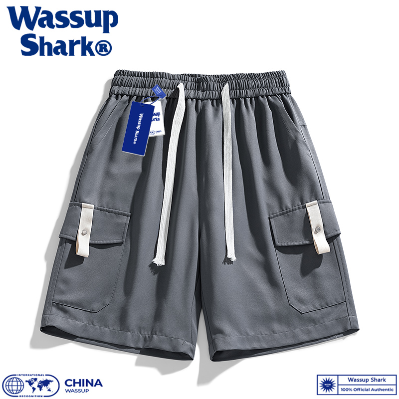 Wassup Shark美式工装短裤男夏季潮牌ins薄宽松休闲运动五分裤女-图1