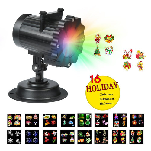 户外雪花投影灯圣诞节庭院节日氛围灯可换卡多图案草坪气氛装饰灯 - 图1