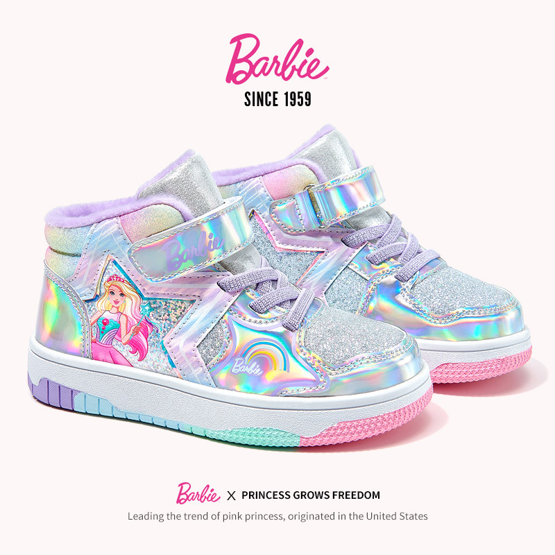 芭比童鞋女童运动鞋2025新款冬季软底加绒儿童二棉鞋女童板鞋高帮,淘宝优惠券,粉丝福利购,淘宝优惠卷