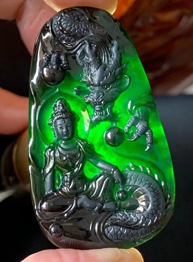 凝墨为翠家墨翠降龙观音，黑度极黑油亮，种老起胶感油性非常好。