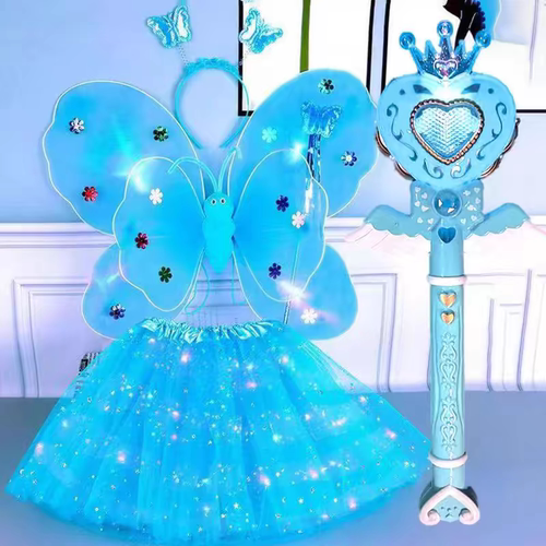 天使蝴蝶翅膀女童发光背饰儿童仙女棒仙子道具玩具魔法棒公主女孩 - 图2