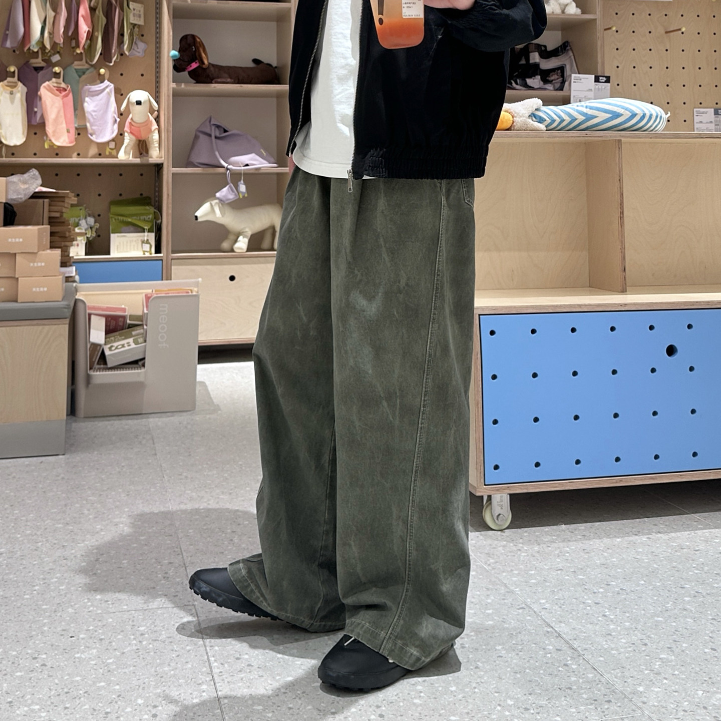 灰绿色直筒垂感多口袋工装休闲裤男生2025新款秋季休闲宽松长裤子,淘宝优惠券,粉丝福利购,淘宝优惠卷