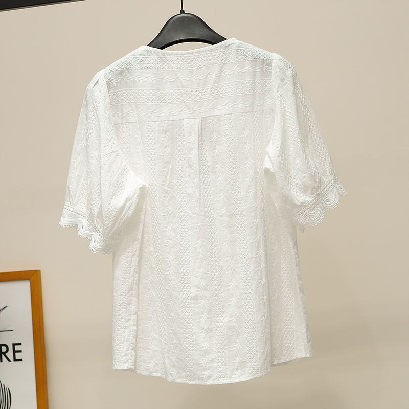 白色蕾丝女2020夏装新款韩范小衫 芮舞高端女装蕾丝衫/雪纺衫