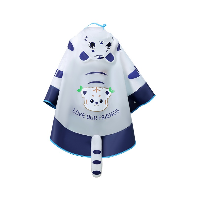 新款学生环保儿童防水雨衣雨披斗篷式男童女孩专用全身上学书包位 - 图3