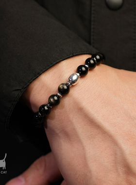 925纯银收藏级7A双眼金曜石手串