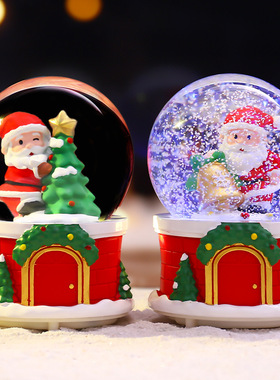 网红热卖圣诞水晶球玻璃球音乐盒