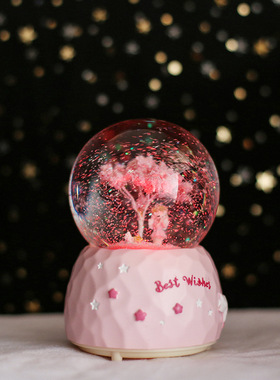 浪漫女孩水晶球梦幻飘雪八音盒