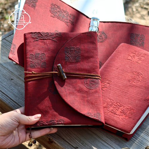 真我 瑞兽 非遗香云纱桑蚕丝真丝手账手工布书衣日记本笔记本a5a6 - 图2