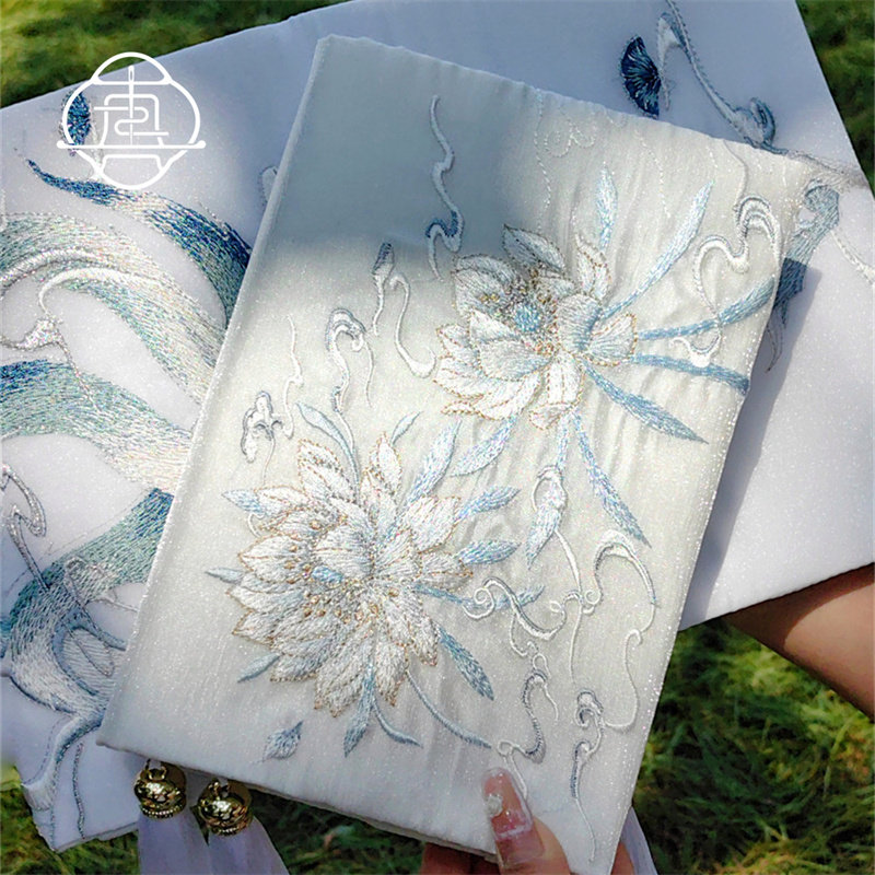 真我 昙花白狐 国风刺绣手工布书衣套装A5A6手帐本记事本封套文创,淘宝优惠券,粉丝福利购,淘宝优惠卷