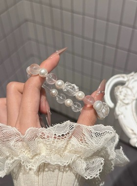 水晶手串Kitty粉晶星光白晶月光石气质百搭潮流手链女款凯蒂猫