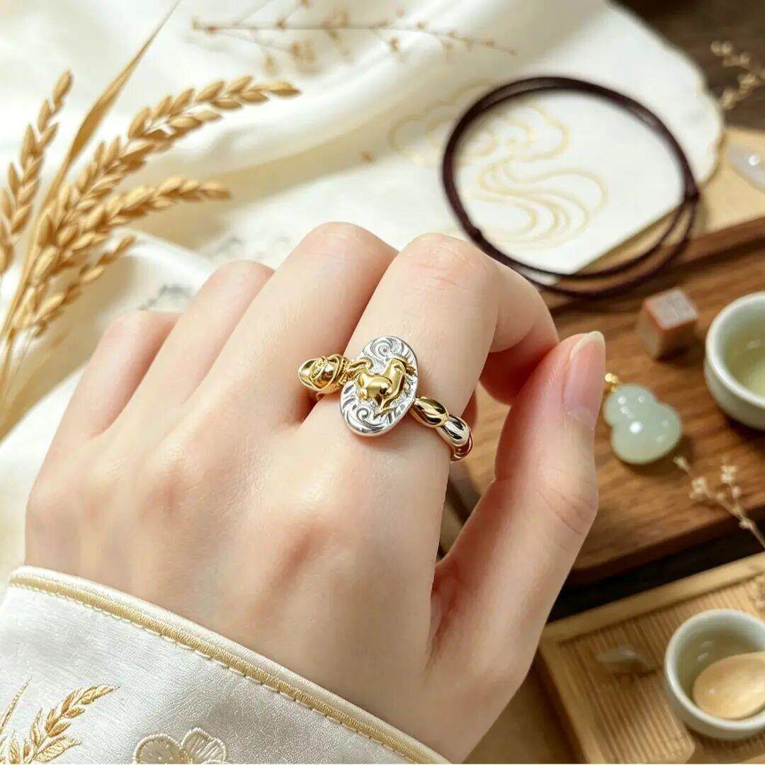 Copper alloy ring, jewelry, seven-grain rice zodiac ring, fashionable and versatile, same style for men and women, adjustable ring