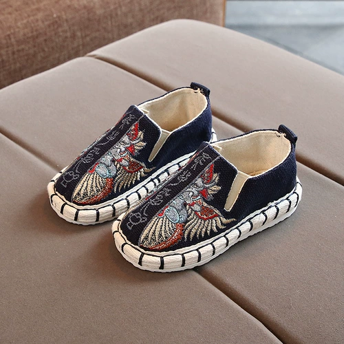 Слипоны для мальчиков, тканевая этническая обувь, детские туфли, ханьфу, китайский стиль, детская одежда