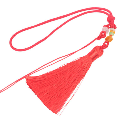 金钱扣流苏手把绳手工编织diy短款钥匙玛瑙翡翠包挂车挂文玩绳子 - 图3