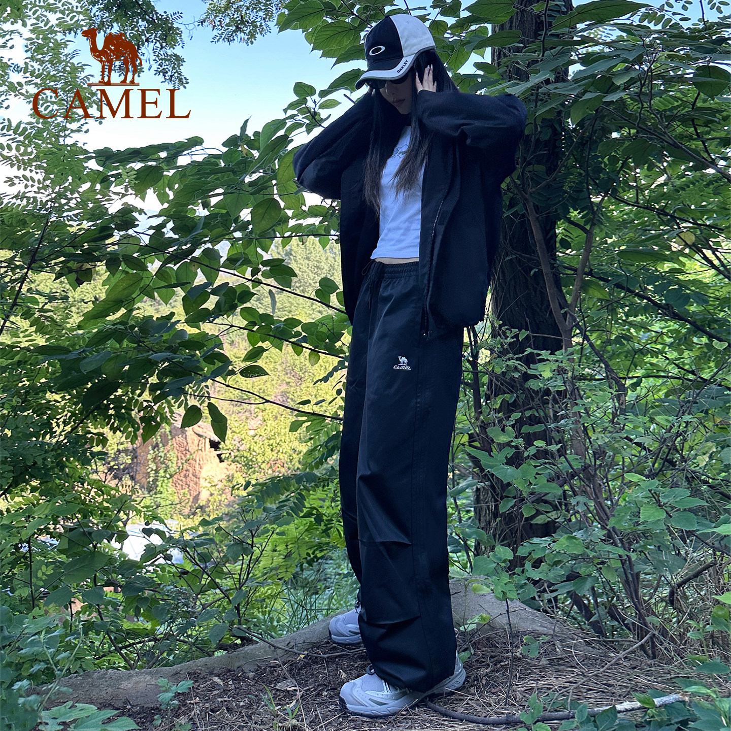 骆驼漫游工装裤女2026夏季户外防泼水防风直筒徒步嘻哈运动裤男