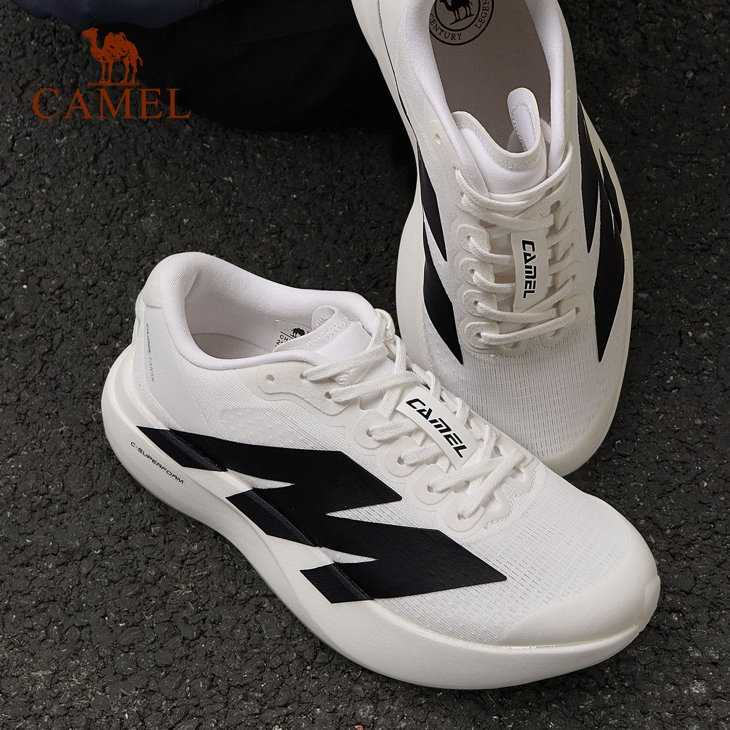 骆驼碳5K户外厚底慢跑鞋女鞋时尚百搭网面透气缓震轻量休闲运动鞋