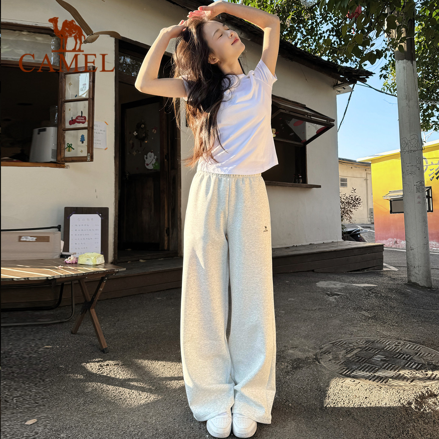 骆驼正肩T神短袖T恤女夏纯白色冰感圆领短款打底弹力修身显瘦上衣,淘宝优惠券,粉丝福利购,淘宝优惠卷