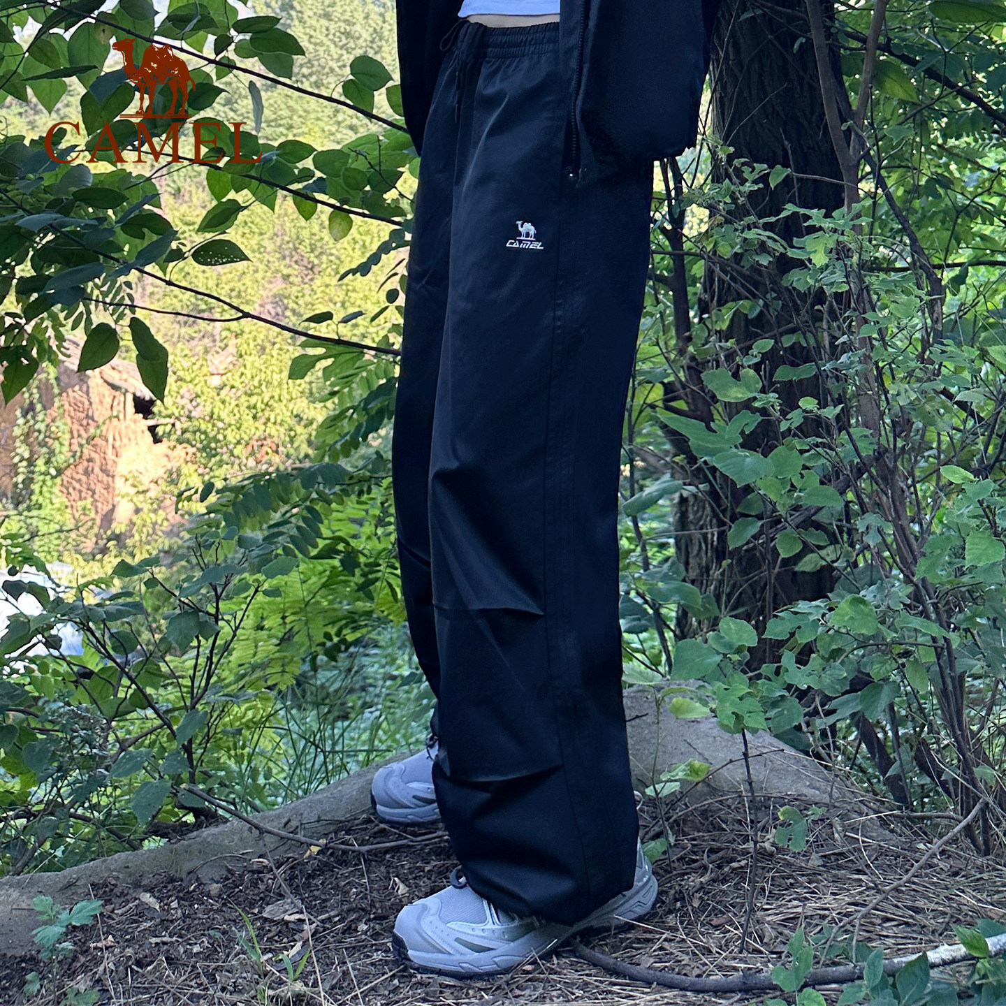 骆驼漫游工装裤女2026夏季户外防泼水防风直筒徒步嘻哈运动裤男