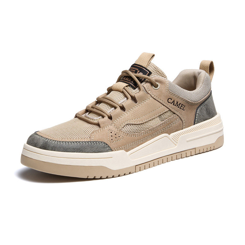 骆驼男鞋2026夏季新款男士透气网布潮流时尚休闲厚底运动板鞋男