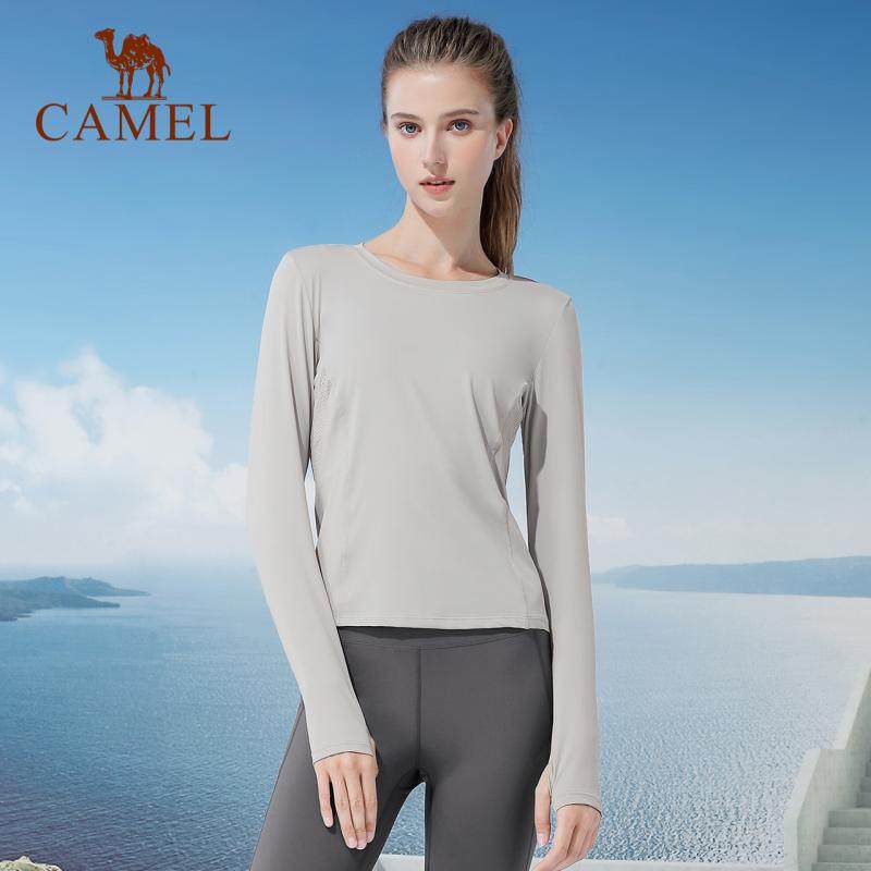 骆驼瑜伽T恤女款春秋季 时尚显瘦运动上衣透气修身舒适针织长袖衫,淘宝优惠券,粉丝福利购,淘宝优惠卷