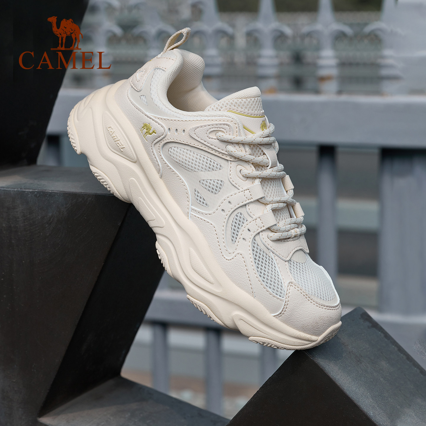 骆驼星火老爹鞋女鞋网面休闲鞋运动鞋厚底缓震百搭鞋子复古跑步鞋