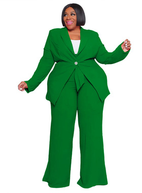 Large size women's fashion temperament shirt suit pants set