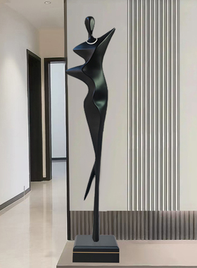 轻奢玄关柜摆件极简长条形艺术人物雕塑客厅酒店落地壁龛高级装饰