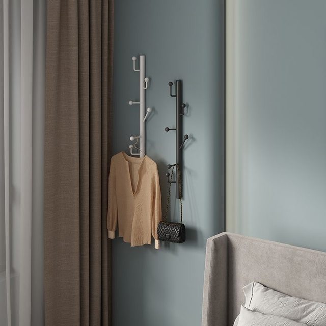Coat rack wall-mounted vertical wall-mounted clothes hanger punch-free wall-mounted vertical hook clothes hanger clothing store display rack