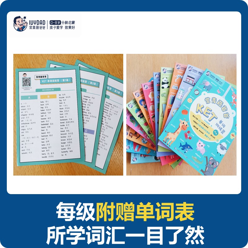 旗舰店正版】常青藤爸爸ket单词训练营KET /2/3级全套12册亲子英语绘本读物单词卡幼儿童英语启蒙听读神器分级阅读生活单词大书y