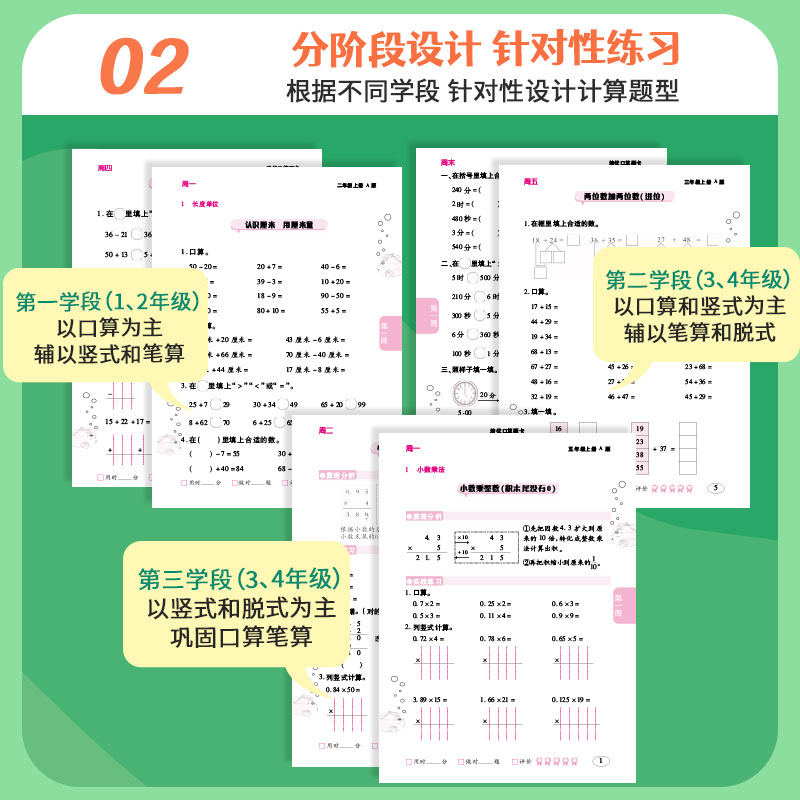 2023新口算题卡一年级二年级三年级四年级五年级六年级上册下册应用题计算人教版北师版口算笔算天天练应用题强化训练培优小状元 - 图2